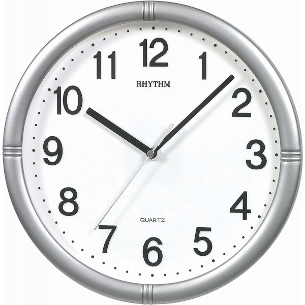 Rhythm(Japan) 3D Numerals Silent Silky Move Wall Clock